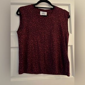 Current Elliott The Jax Muscle Linen Tee Burgundy Leopard (Size 0)